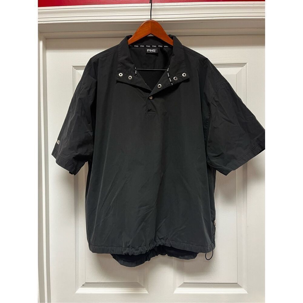 PING Mens Black Water Resistant Quarter Snap Pullover sz L EUC